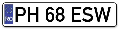 Placuta inmatriculare numar auto  PH-68-ESW, PH 68 ESW, PH68ESW