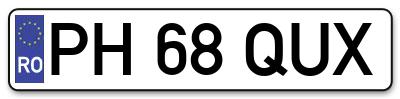 Placuta inmatriculare numar auto  PH-68-QUX, PH 68 QUX, PH68QUX
