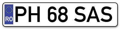 Placuta inmatriculare numar auto  PH-68-SAS, PH 68 SAS, PH68SAS