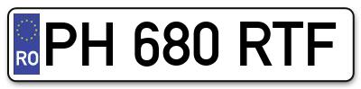 Placuta inmatriculare numar auto  PH-680-RTF, PH 680 RTF, PH680RTF