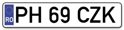 Placuta inmatriculare numar auto  PH-69-CZK, PH 69 CZK, PH69CZK