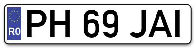 Placuta inmatriculare numar auto  PH-69-JAI, PH 69 JAI, PH69JAI