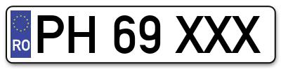 Placuta inmatriculare numar auto  PH-69-XXX, PH 69 XXX, PH69XXX