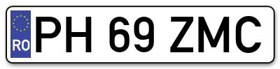 Placuta inmatriculare numar auto  PH-69-ZMC, PH 69 ZMC, PH69ZMC