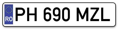 Placuta inmatriculare numar auto  PH-690-MZL, PH 690 MZL, PH690MZL