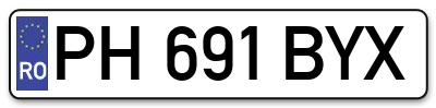 Placuta inmatriculare numar auto  PH-691-BYX, PH 691 BYX, PH691BYX
