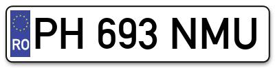 Placuta inmatriculare numar auto  PH-693-NMU, PH 693 NMU, PH693NMU