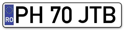 Placuta inmatriculare numar auto  PH-70-JTB, PH 70 JTB, PH70JTB