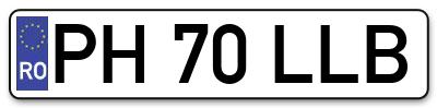 Placuta inmatriculare numar auto  PH-70-LLB, PH 70 LLB, PH70LLB