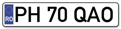 Placuta inmatriculare numar auto  PH-70-QAO, PH 70 QAO, PH70QAO