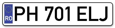 Placuta inmatriculare numar auto  PH-701-ELJ, PH 701 ELJ, PH701ELJ