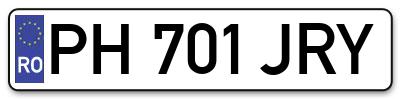 Placuta inmatriculare numar auto  PH-701-JRY, PH 701 JRY, PH701JRY