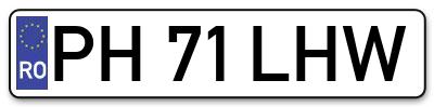 Placuta inmatriculare numar auto  PH-71-LHW, PH 71 LHW, PH71LHW