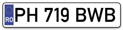 Placuta inmatriculare numar auto  PH-719-BWB, PH 719 BWB, PH719BWB