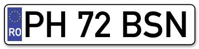 Placuta inmatriculare numar auto  PH-72-BSN, PH 72 BSN, PH72BSN