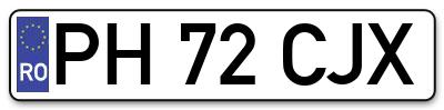 Placuta inmatriculare numar auto  PH-72-CJX, PH 72 CJX, PH72CJX