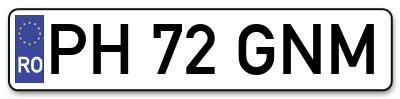 Placuta inmatriculare numar auto  PH-72-GNM, PH 72 GNM, PH72GNM