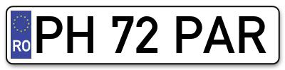 Placuta inmatriculare numar auto  PH-72-PAR, PH 72 PAR, PH72PAR
