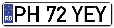 Placuta inmatriculare numar auto  PH-72-YEY, PH 72 YEY, PH72YEY