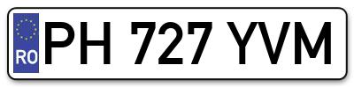 Placuta inmatriculare numar auto  PH-727-YVM, PH 727 YVM, PH727YVM
