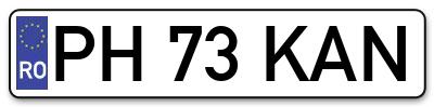 Placuta inmatriculare numar auto  PH-73-KAN, PH 73 KAN, PH73KAN