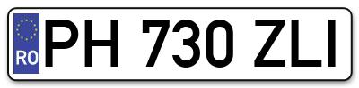 Placuta inmatriculare numar auto  PH-730-ZLI, PH 730 ZLI, PH730ZLI