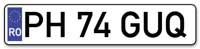 Placuta inmatriculare numar auto  PH-74-GUQ, PH 74 GUQ, PH74GUQ