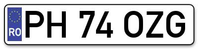 Placuta inmatriculare numar auto  PH-74-OZG, PH 74 OZG, PH74OZG