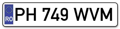 Placuta inmatriculare numar auto  PH-749-WVM, PH 749 WVM, PH749WVM