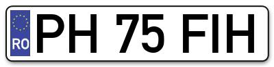 Placuta inmatriculare numar auto  PH-75-FIH, PH 75 FIH, PH75FIH