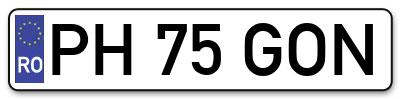 Placuta inmatriculare numar auto  PH-75-GON, PH 75 GON, PH75GON