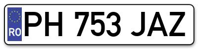 Placuta inmatriculare numar auto  PH-753-JAZ, PH 753 JAZ, PH753JAZ