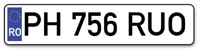 Placuta inmatriculare numar auto  PH-756-RUO, PH 756 RUO, PH756RUO