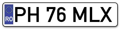 Placuta inmatriculare numar auto  PH-76-MLX, PH 76 MLX, PH76MLX