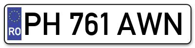 Placuta inmatriculare numar auto  PH-761-AWN, PH 761 AWN, PH761AWN