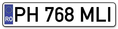Placuta inmatriculare numar auto  PH-768-MLI, PH 768 MLI, PH768MLI