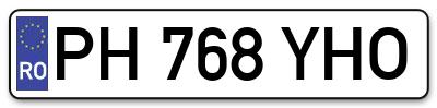 Placuta inmatriculare numar auto  PH-768-YHO, PH 768 YHO, PH768YHO