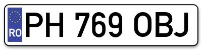 Placuta inmatriculare numar auto  PH-769-OBJ, PH 769 OBJ, PH769OBJ