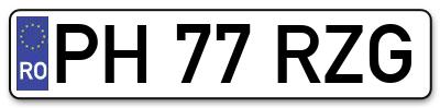 Placuta inmatriculare numar auto  PH-77-RZG, PH 77 RZG, PH77RZG