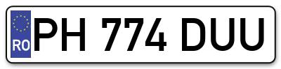 Placuta inmatriculare numar auto  PH-774-DUU, PH 774 DUU, PH774DUU