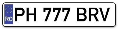 Placuta inmatriculare numar auto  PH-777-BRV, PH 777 BRV, PH777BRV