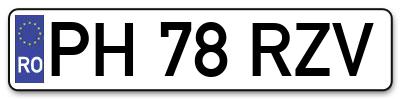 Placuta inmatriculare numar auto  PH-78-RZV, PH 78 RZV, PH78RZV