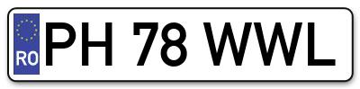 Placuta inmatriculare numar auto  PH-78-WWL, PH 78 WWL, PH78WWL