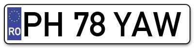 Placuta inmatriculare numar auto  PH-78-YAW, PH 78 YAW, PH78YAW