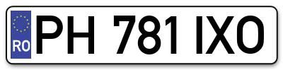 Placuta inmatriculare numar auto  PH-781-IXO, PH 781 IXO, PH781IXO