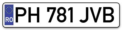 Placuta inmatriculare numar auto  PH-781-JVB, PH 781 JVB, PH781JVB