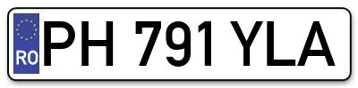 Placuta inmatriculare numar auto  PH-791-YLA, PH 791 YLA, PH791YLA