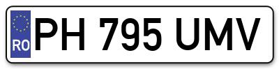 Placuta inmatriculare numar auto  PH-795-UMV, PH 795 UMV, PH795UMV