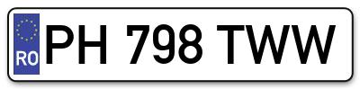 Placuta inmatriculare numar auto  PH-798-TWW, PH 798 TWW, PH798TWW