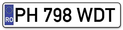 Placuta inmatriculare numar auto  PH-798-WDT, PH 798 WDT, PH798WDT
